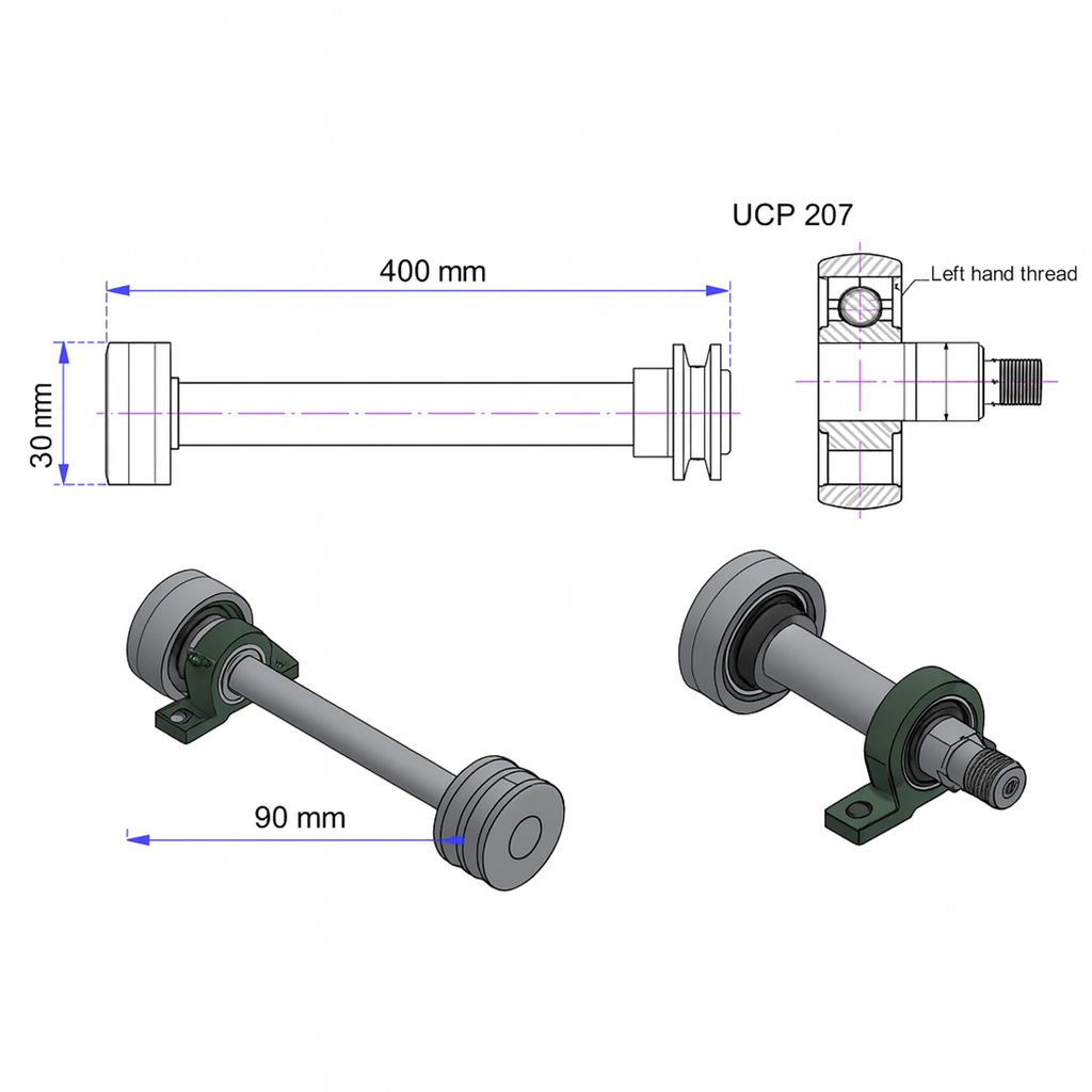 Kreissägewelle mit Links-oder Rechtsgewinde